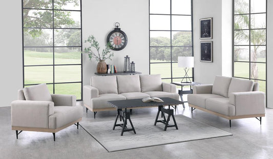 Kester - Kester Recessed Track Arm Loveseat Beige