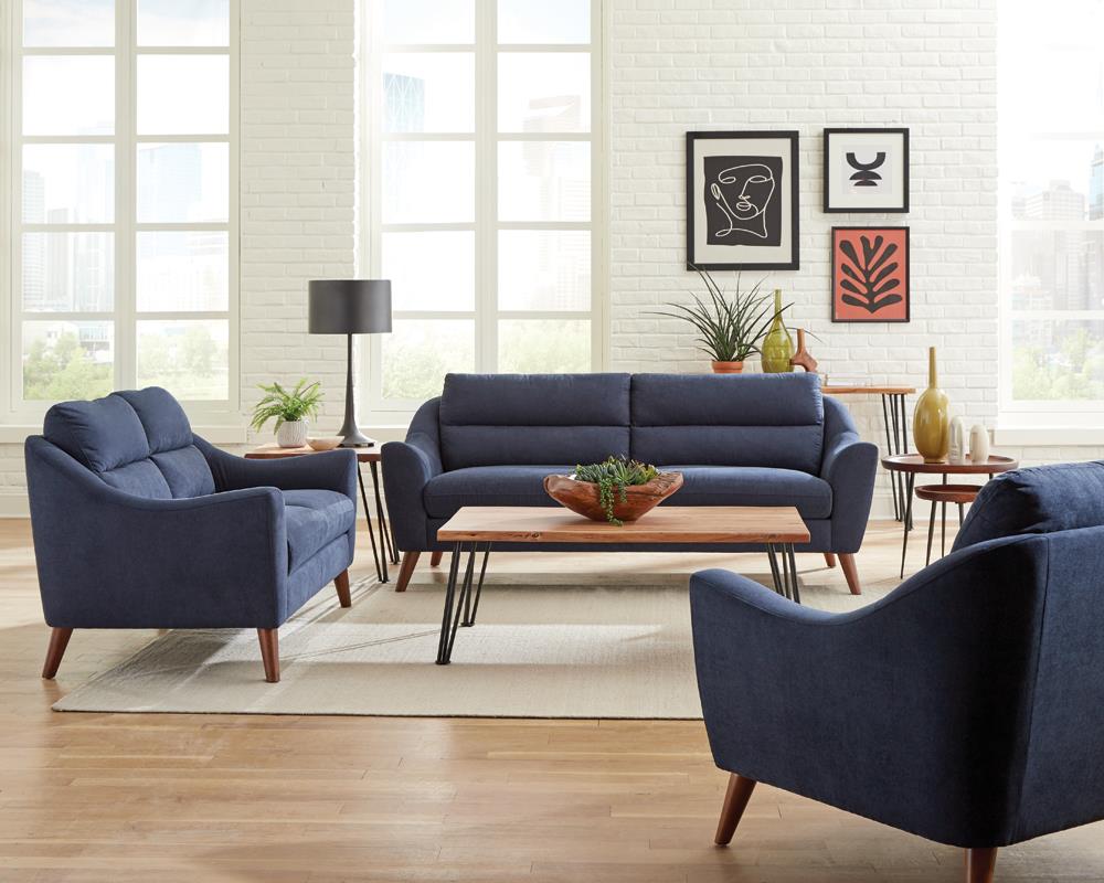 Gano - Gano Sloped Arm Upholstered Loveseat Navy Blue