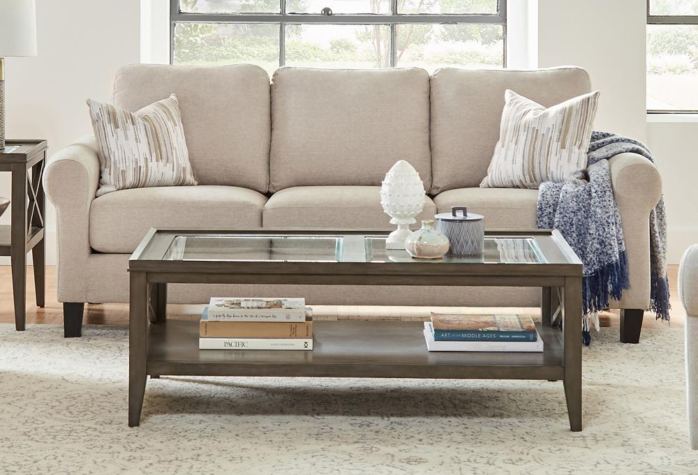 Nadine - Nadine Upholstered Round Arm Sofa Oatmeal
