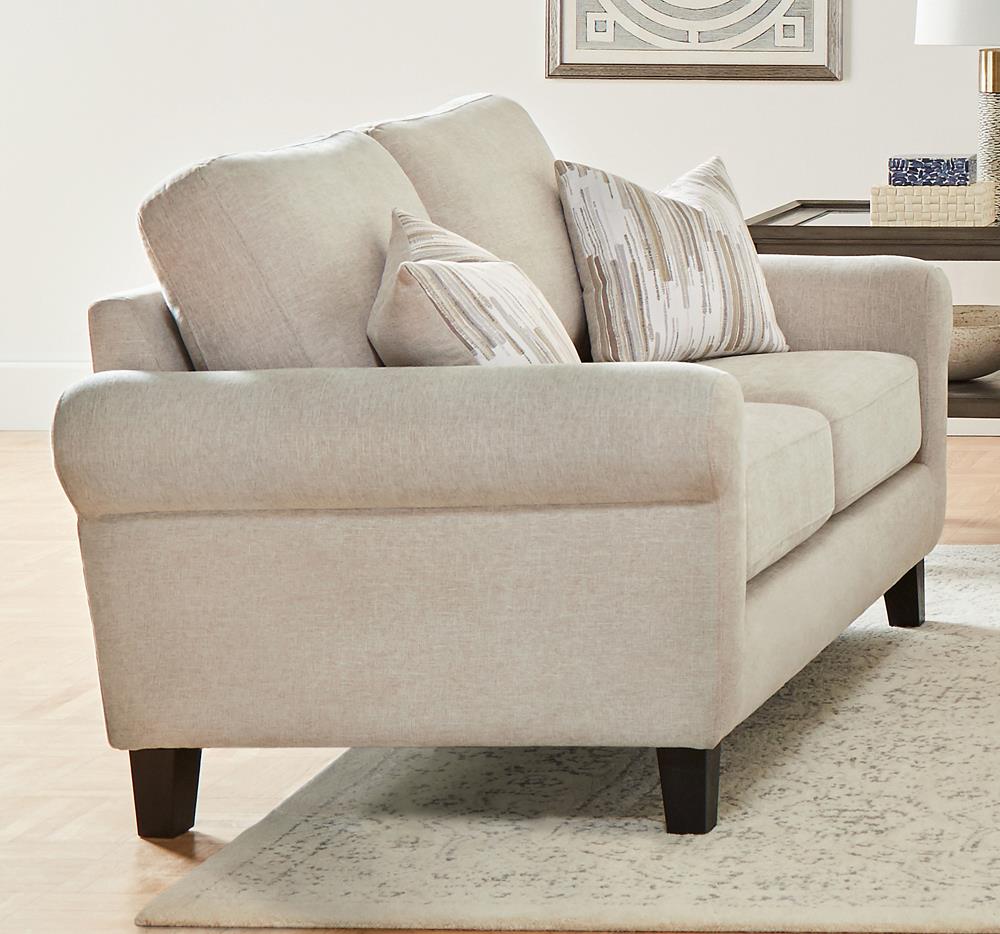 Nadine - Nadine Upholstered Round Arm Loveseat Oatmeal