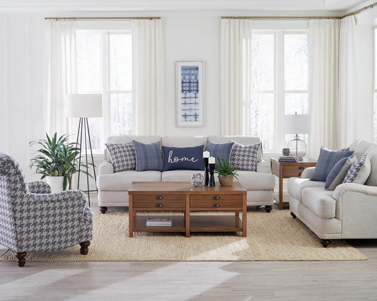 Glenn - Glenn Recessed Arms Loveseat Light Grey