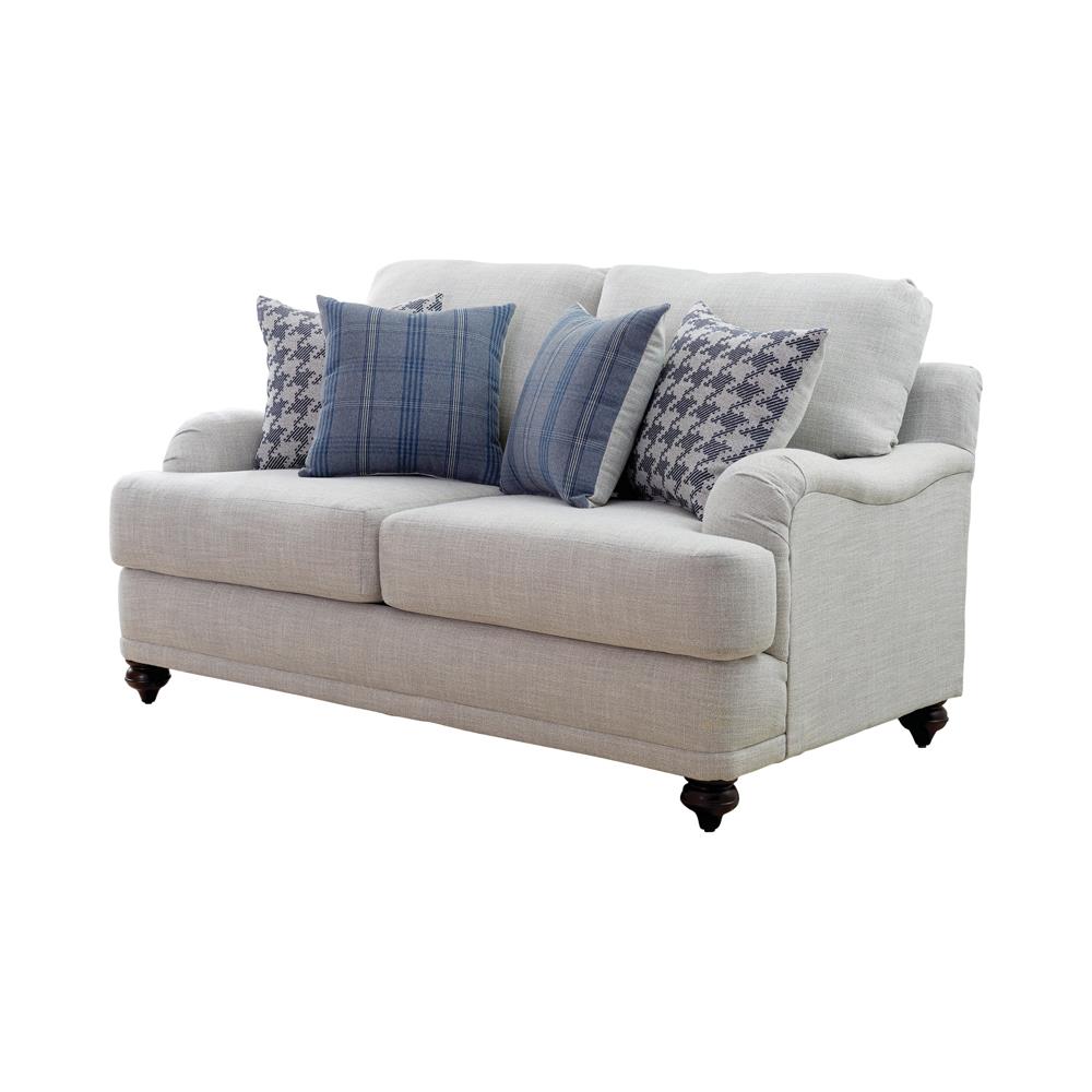 Glenn - Glenn Recessed Arms Loveseat Light Grey