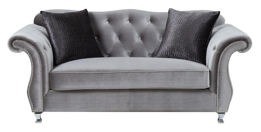 Frostine - Frostine Button Tufted Loveseat Silver