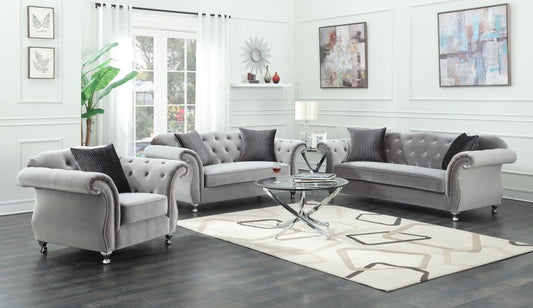 Frostine - Frostine Button Tufted Chair Silver