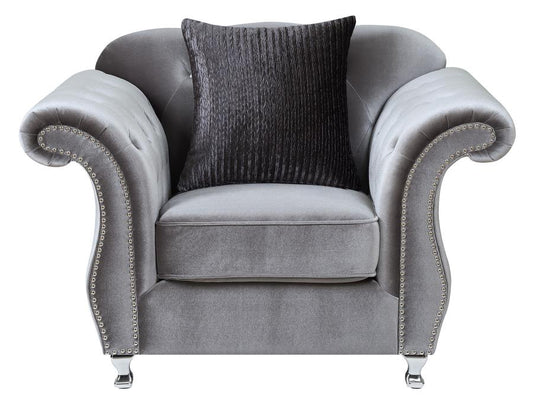 Frostine - Frostine Button Tufted Chair Silver