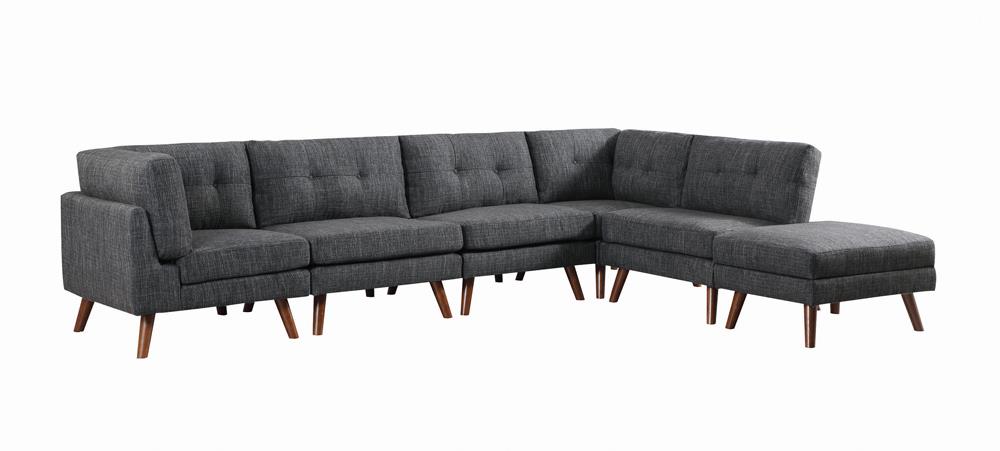 Churchill - Churchill Tufted Cushion Back Corner Dark Grey and Walnut