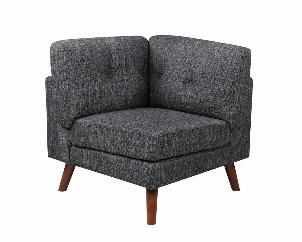 Churchill - Churchill Tufted Cushion Back Corner Dark Grey and Walnut