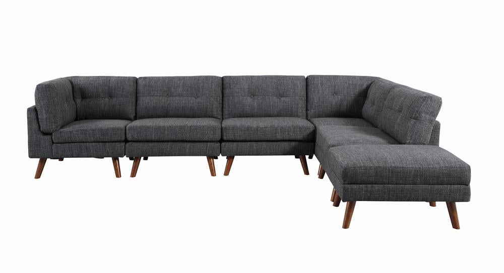 Churchill - Churchill Tufted Cushion Back Corner Dark Grey and Walnut