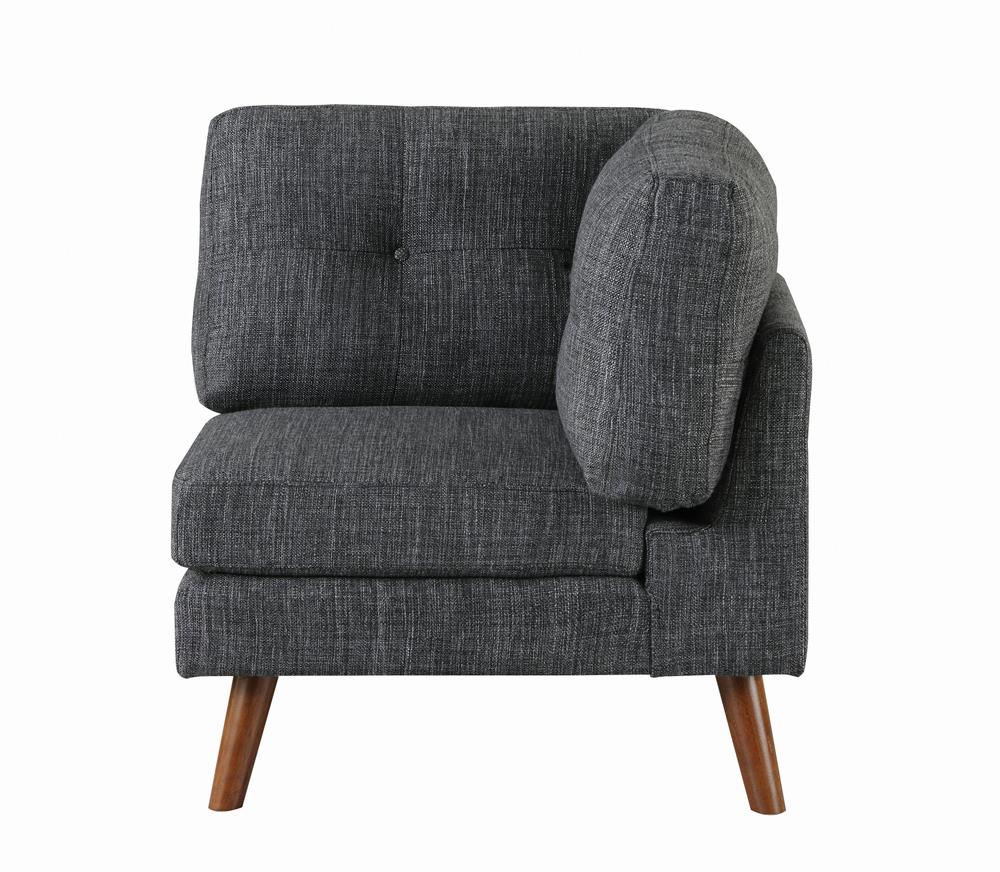 Churchill - Churchill Tufted Cushion Back Corner Dark Grey and Walnut