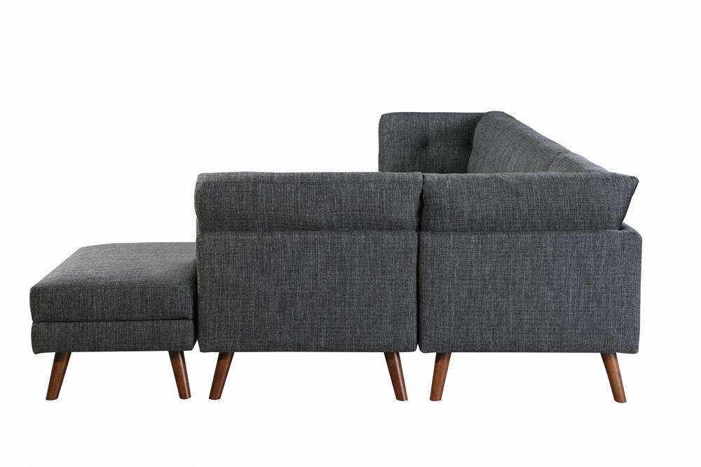 Churchill - Churchill Tufted Cushion Back Corner Dark Grey and Walnut