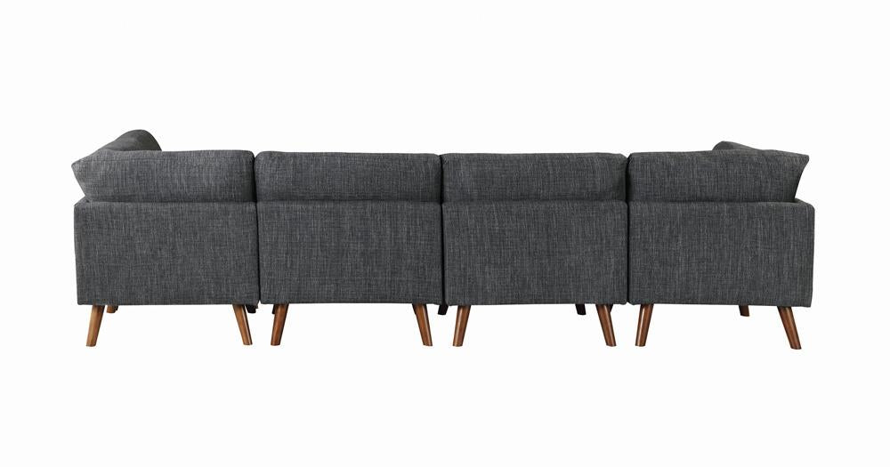 Churchill - Churchill Tufted Cushion Back Corner Dark Grey and Walnut