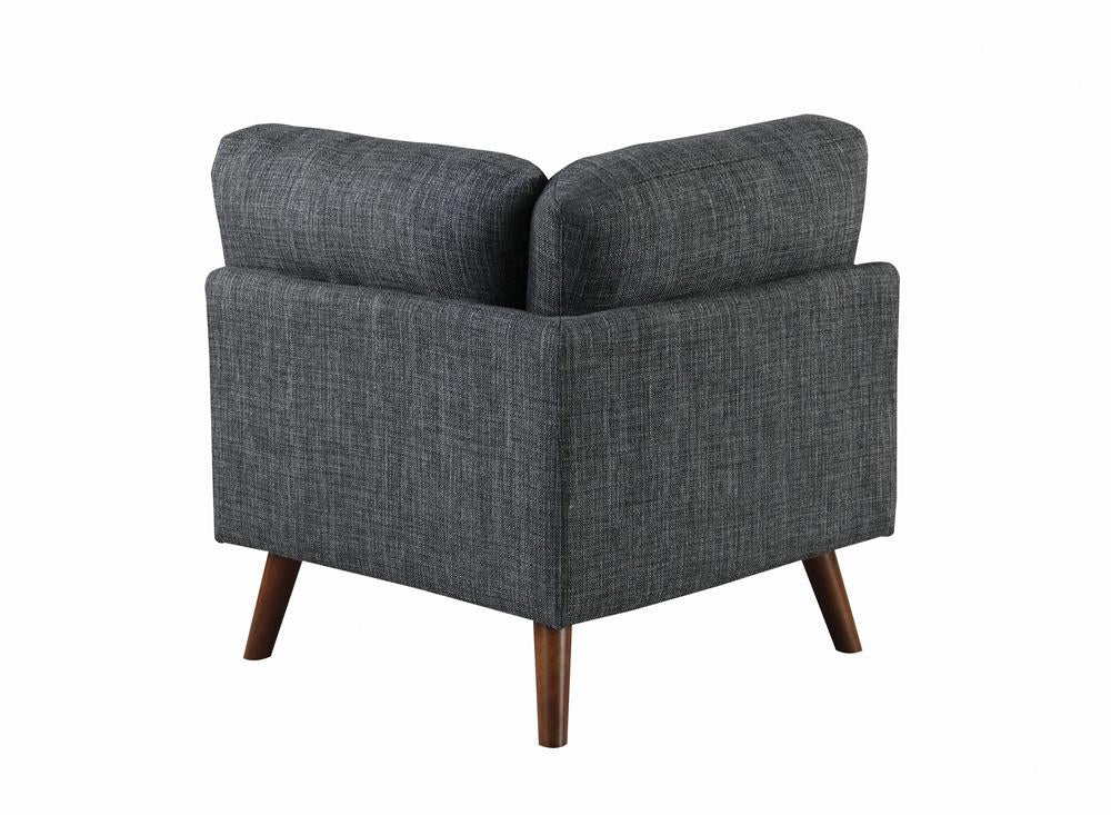 Churchill - Churchill Tufted Cushion Back Corner Dark Grey and Walnut