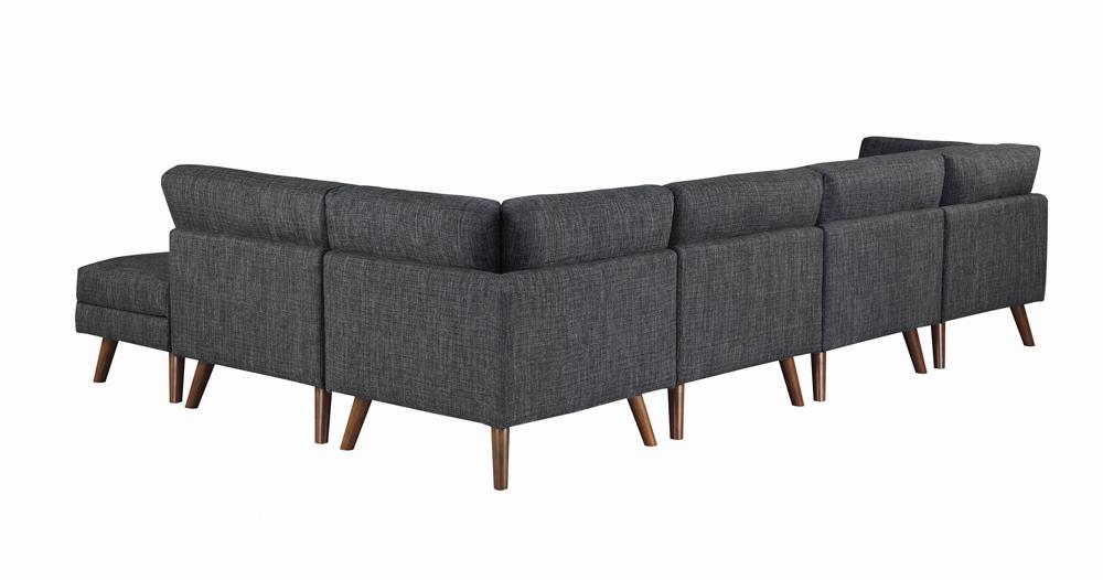 Churchill - Churchill Tufted Cushion Back Corner Dark Grey and Walnut