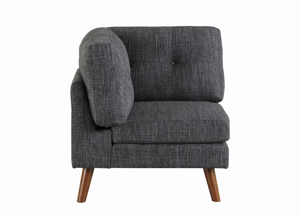 Churchill - Churchill Tufted Cushion Back Corner Dark Grey and Walnut