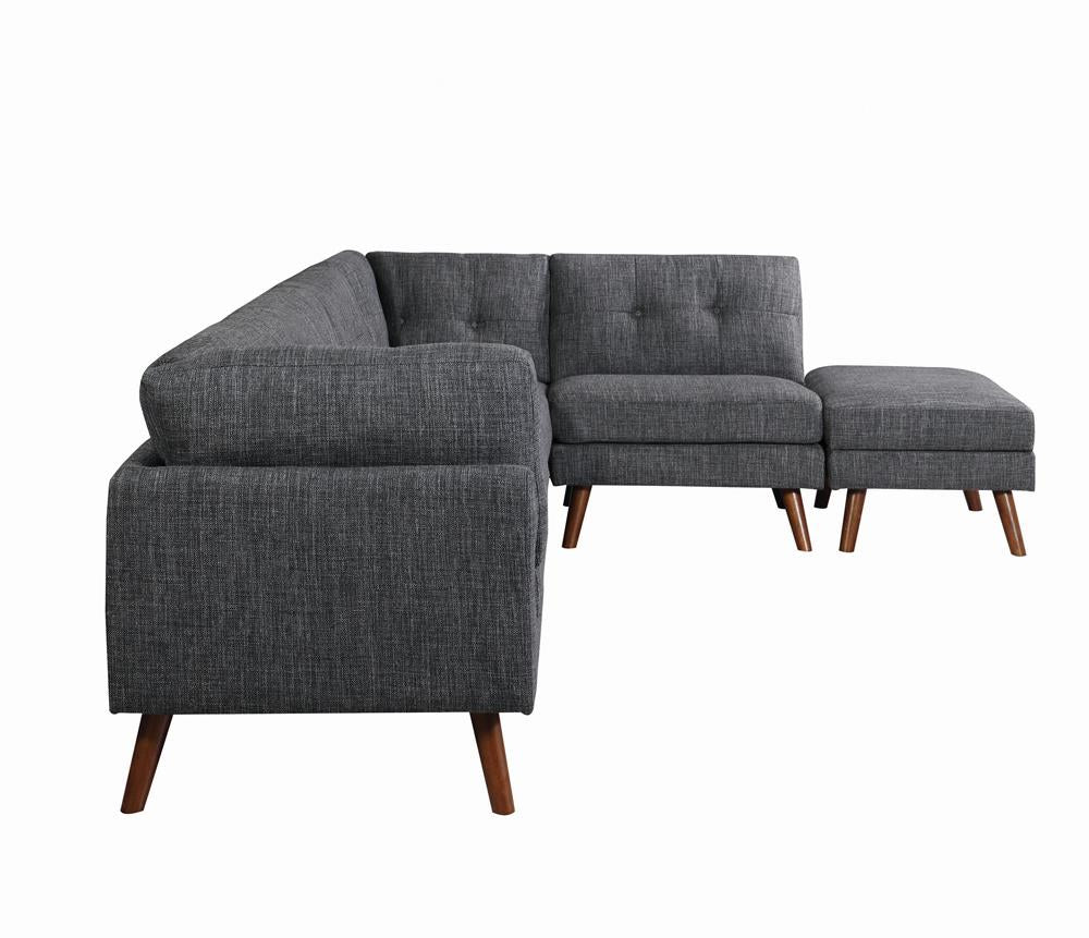 Churchill - Churchill Tufted Cushion Back Corner Dark Grey and Walnut