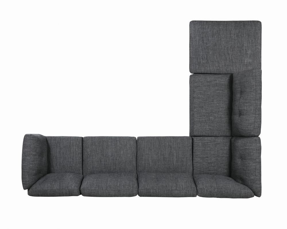 Churchill - Churchill Tufted Cushion Back Corner Dark Grey and Walnut