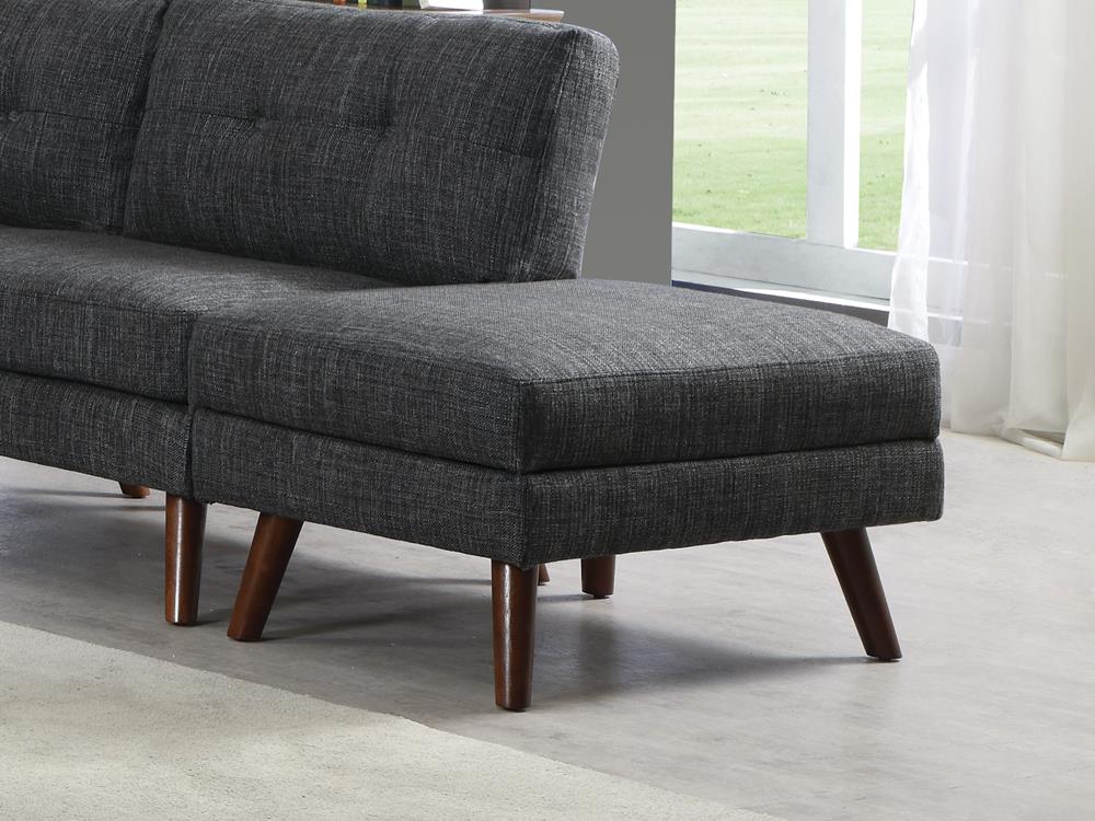 Churchill - Churchill Tufted Cushion Back Corner Dark Grey and Walnut