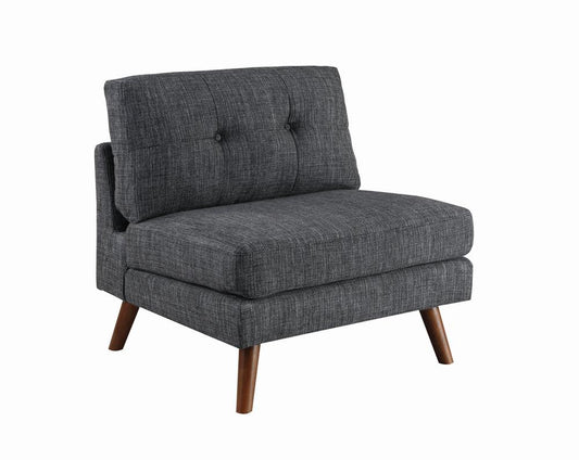 Churchill - Churchill Tufted Cushion Back Armless Chair Dark Grey and Walnut