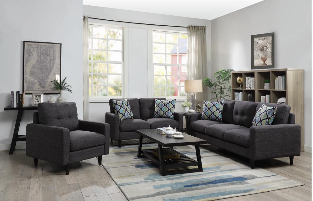 Watsonville - Watsonville 3-piece Cushion Back Living Room Set Grey