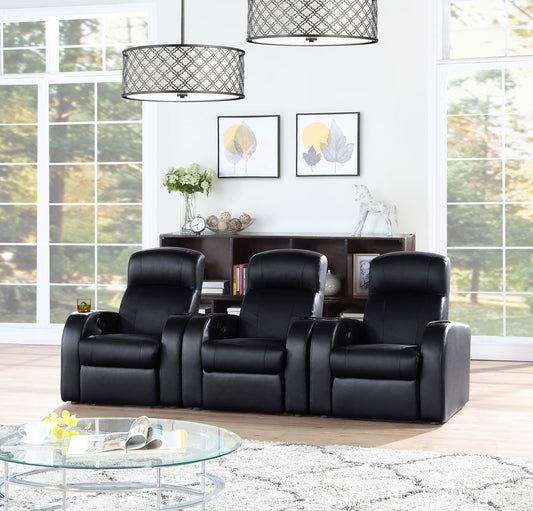 Cyrus - Cyrus Upholstered Recliner Living Room Set Black