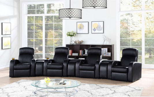 Cyrus - Cyrus Upholstered Recliner Living Room Set Black