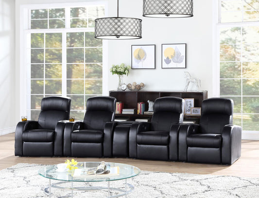 Cyrus - Cyrus Upholstered Recliner Living Room Set Black