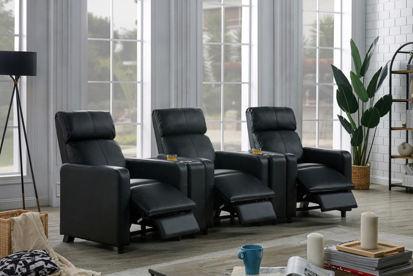 Toohey - Toohey Home Theater Push Back Recliner Black