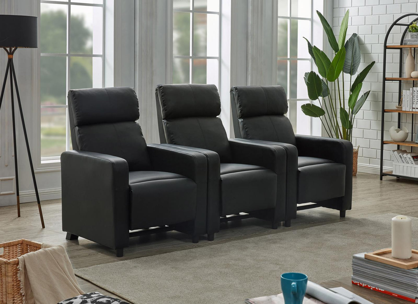 Toohey - Toohey Home Theater Push Back Recliner Black