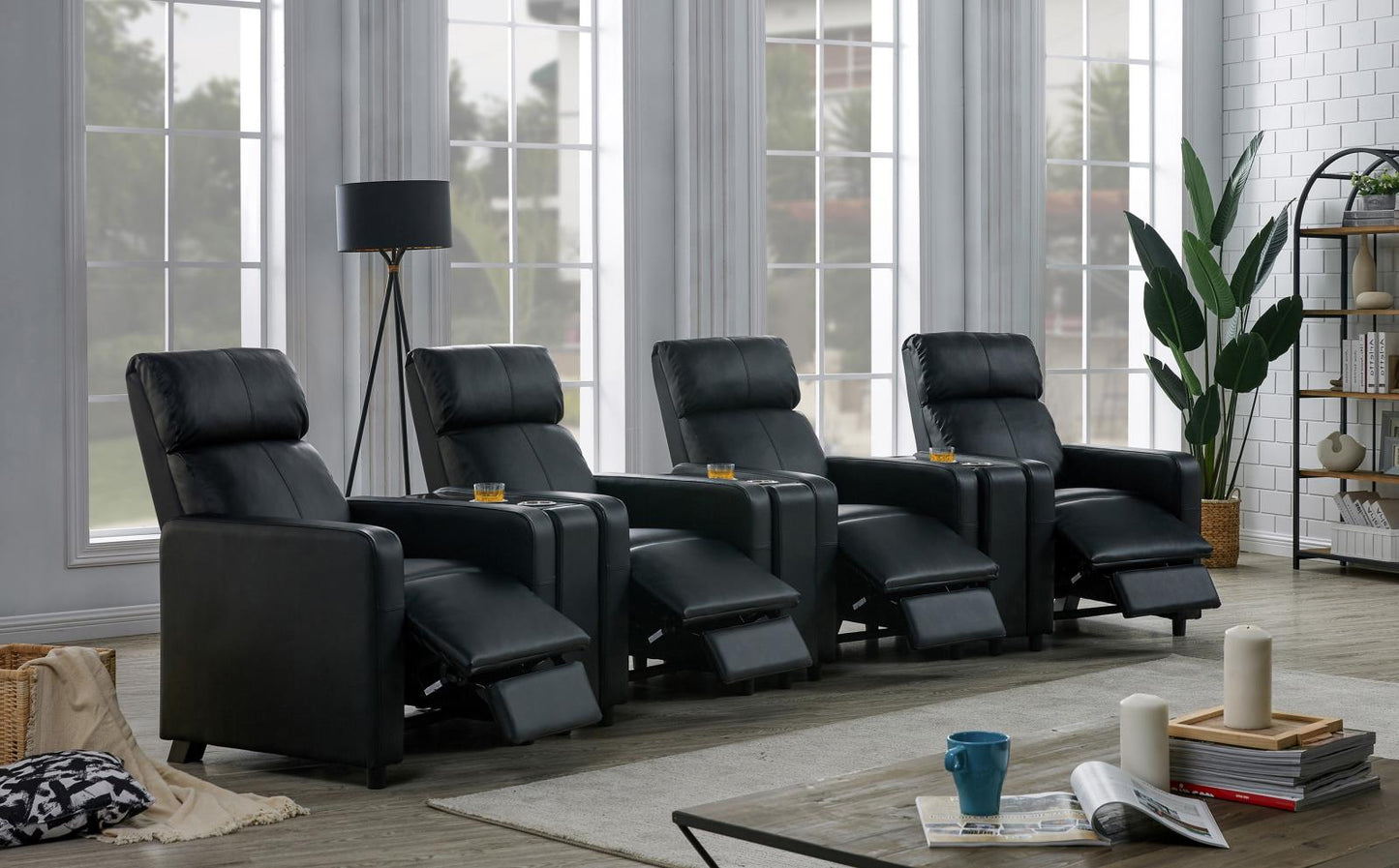 Toohey - Toohey Home Theater Push Back Recliner Black