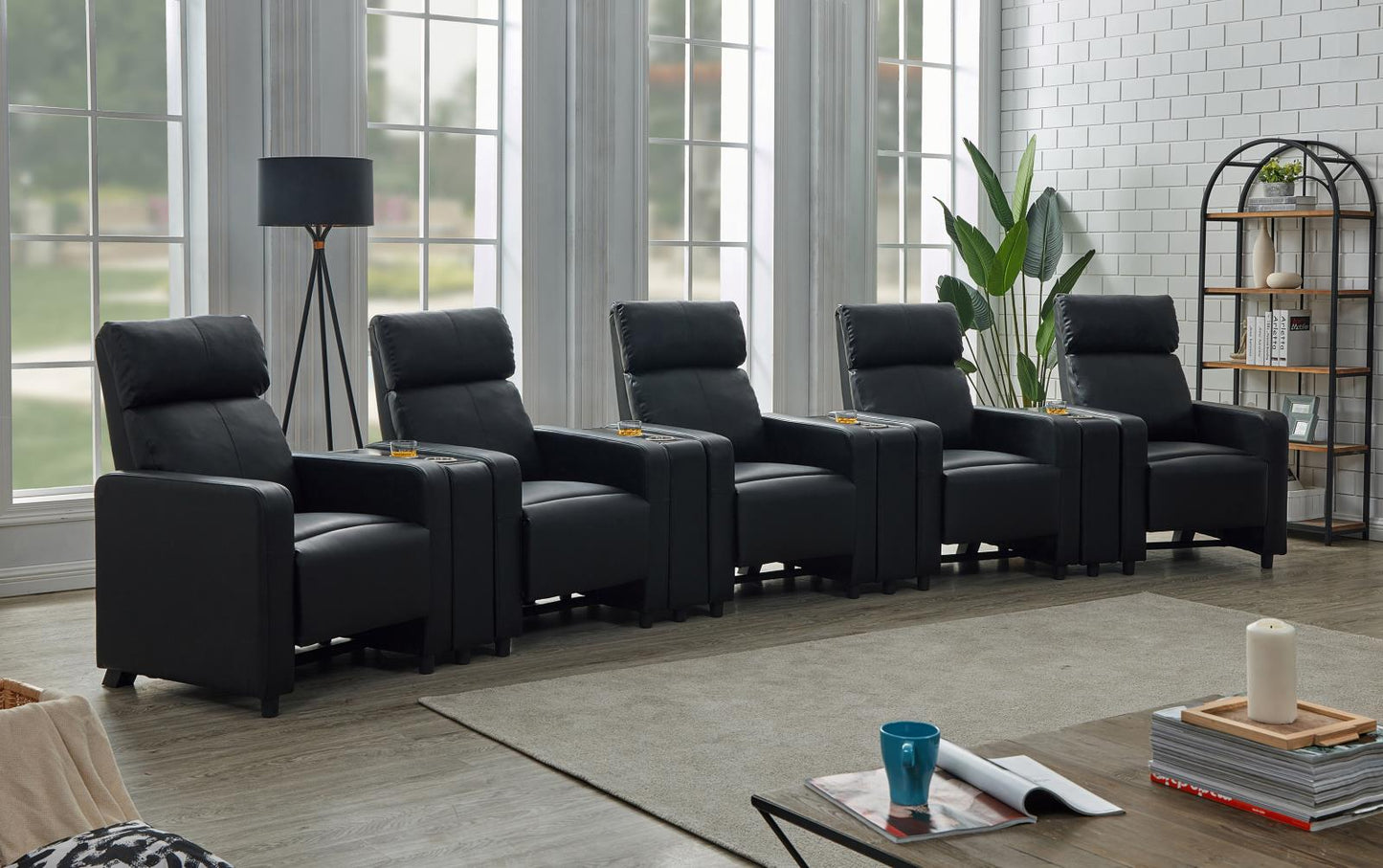 Toohey - Toohey Home Theater Push Back Recliner Black