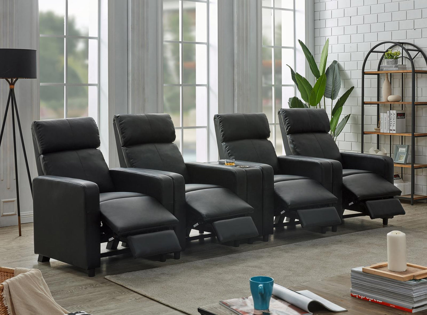 Toohey - Toohey Home Theater Push Back Recliner Black