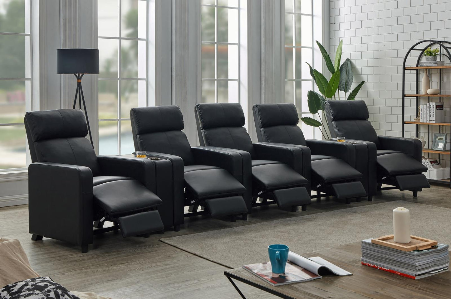 Toohey - Toohey Home Theater Push Back Recliner Black