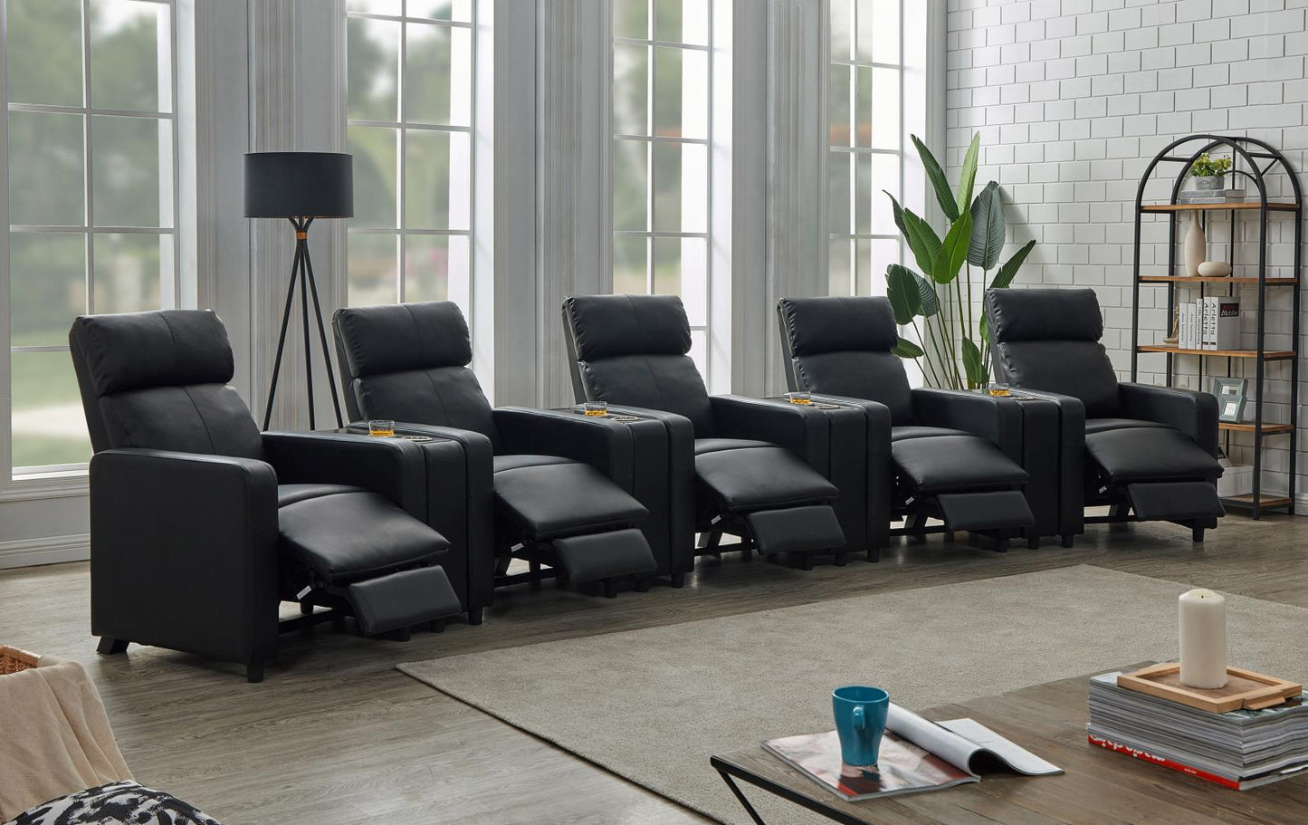 Toohey - Toohey Home Theater Push Back Recliner Black