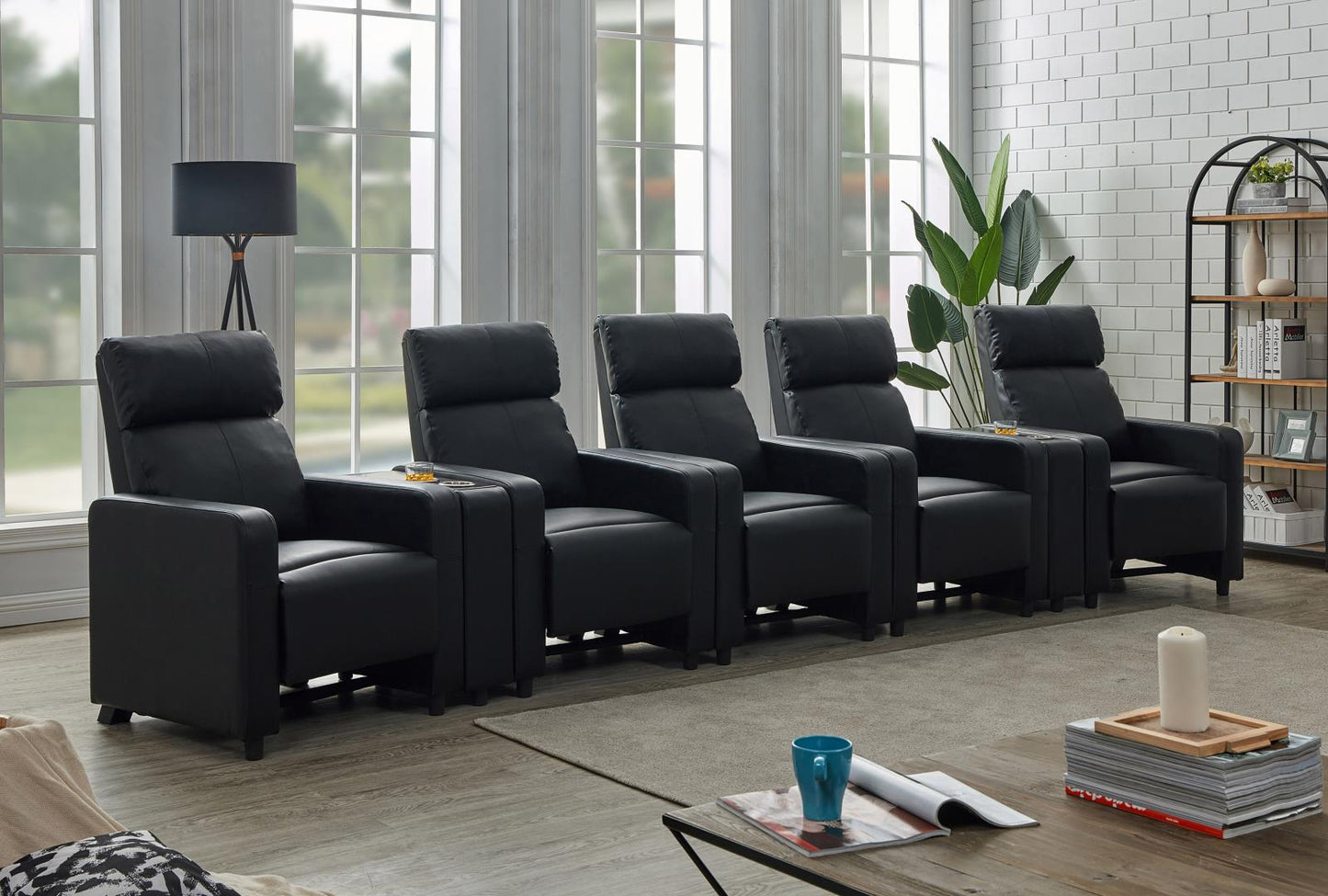 Toohey - Toohey Home Theater Push Back Recliner Black