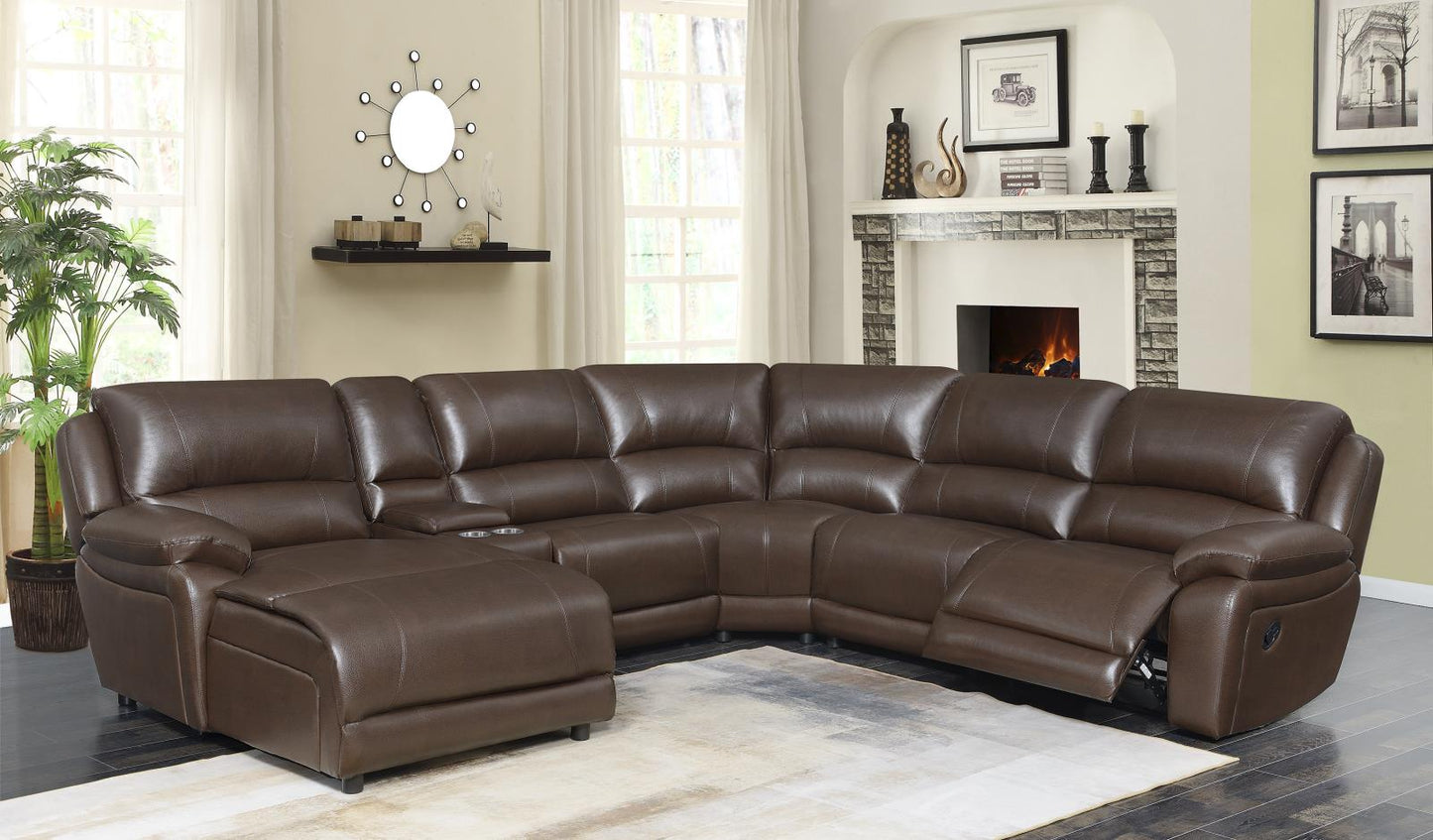 Mackenzie - Mackenzie 6-Piece Motion Sectional Chestnut