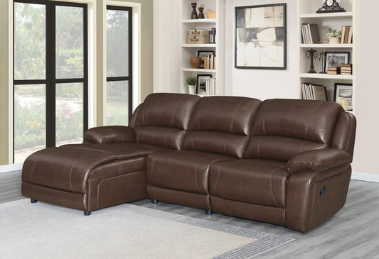 Mackenzie - Mackenzie 3-piece Upholstered Tufted Motion Sectional Chestnut