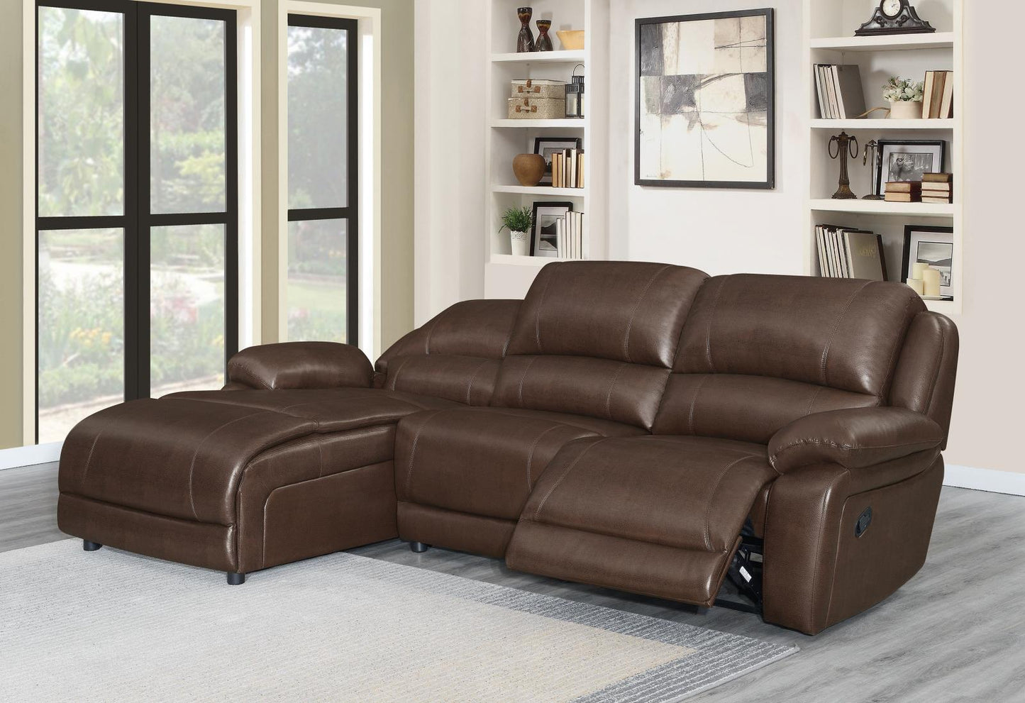 Mackenzie - Mackenzie 3-piece Upholstered Tufted Motion Sectional Chestnut