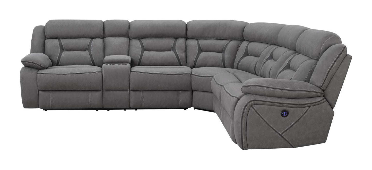 Higgins - Higgins Four-Piece Upholstered Power Sectional Grey