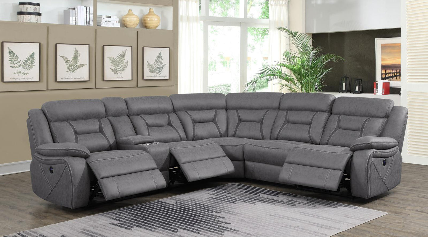 Higgins - Higgins Four-Piece Upholstered Power Sectional Grey