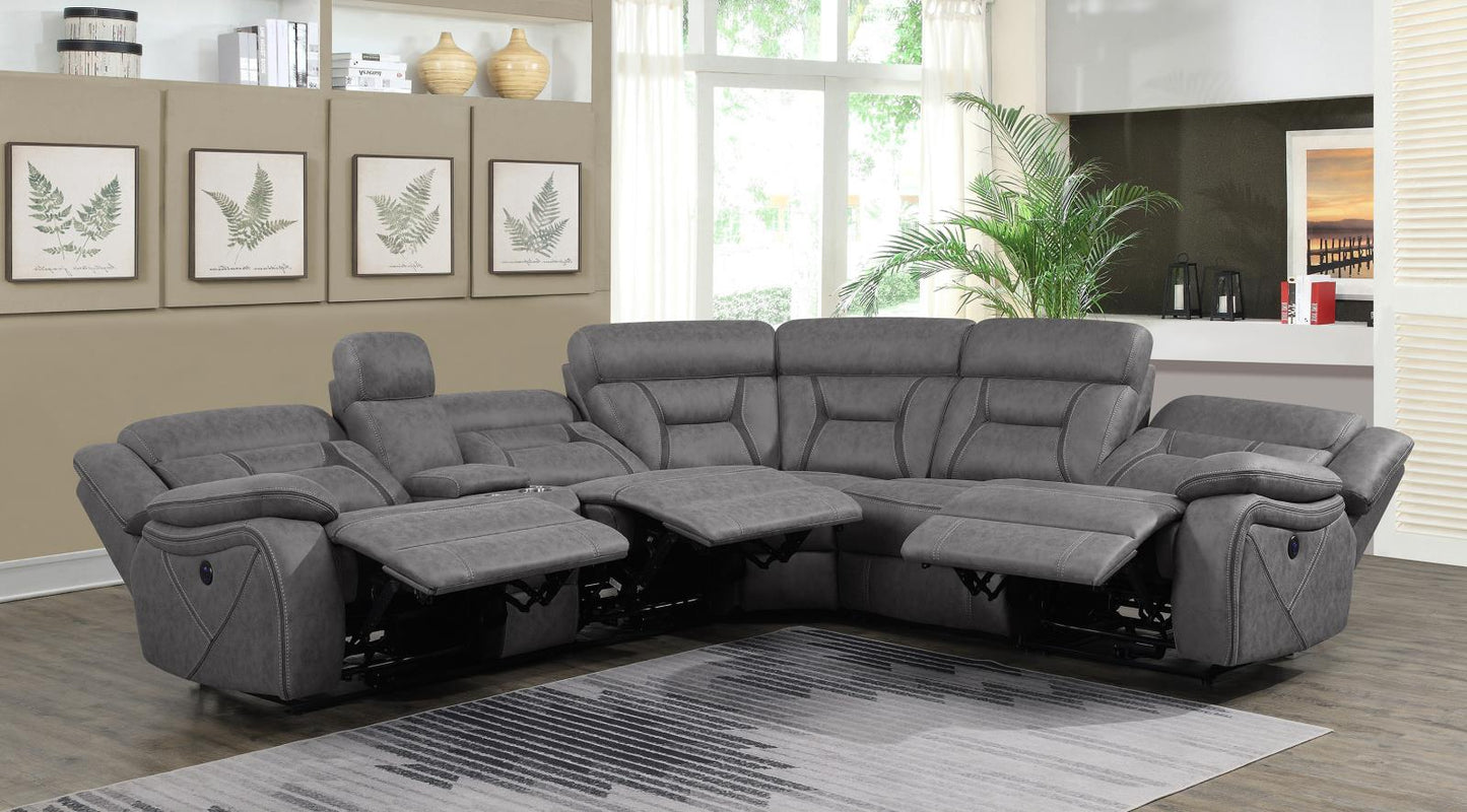 Higgins - Higgins Four-Piece Upholstered Power Sectional Grey