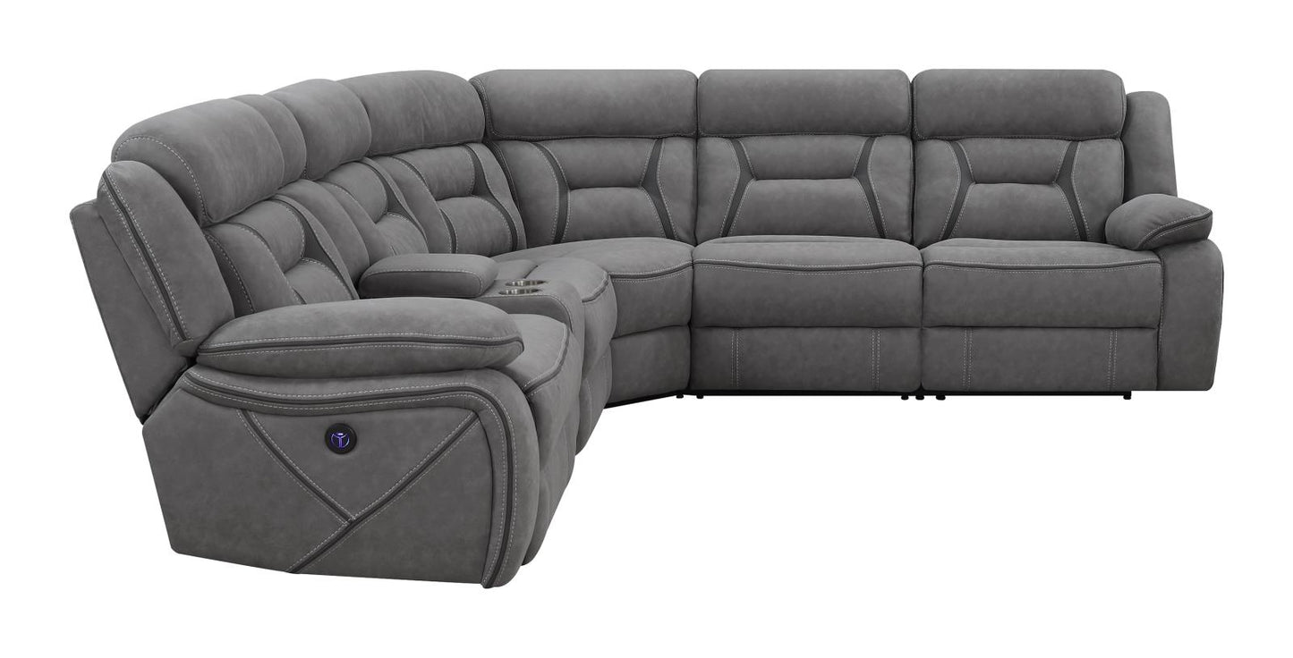 Higgins - Higgins Four-Piece Upholstered Power Sectional Grey