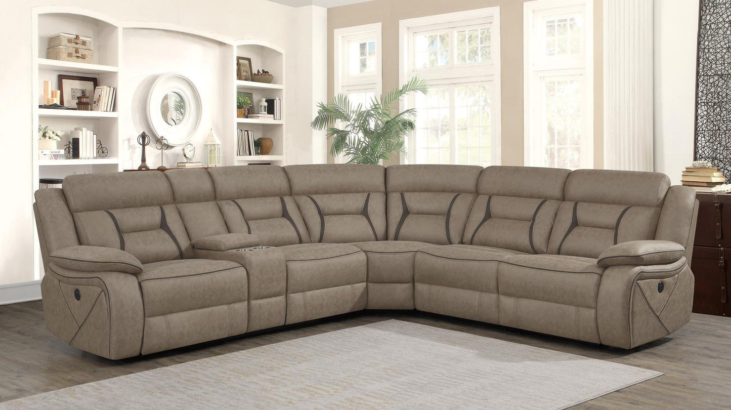 Higgins - Higgins Four-Piece Upholstered Power Sectional Tan