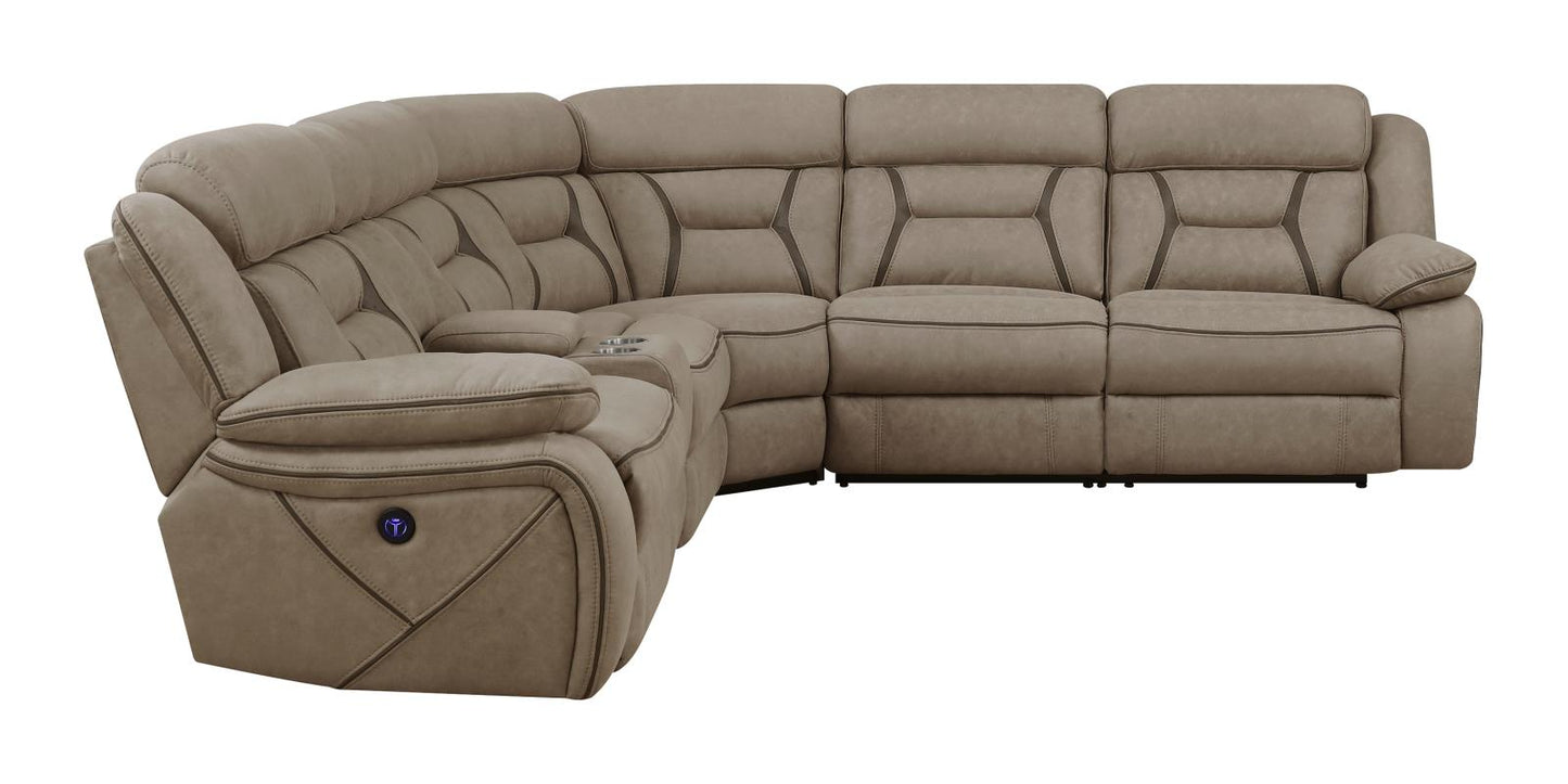 Higgins - Higgins Four-Piece Upholstered Power Sectional Tan