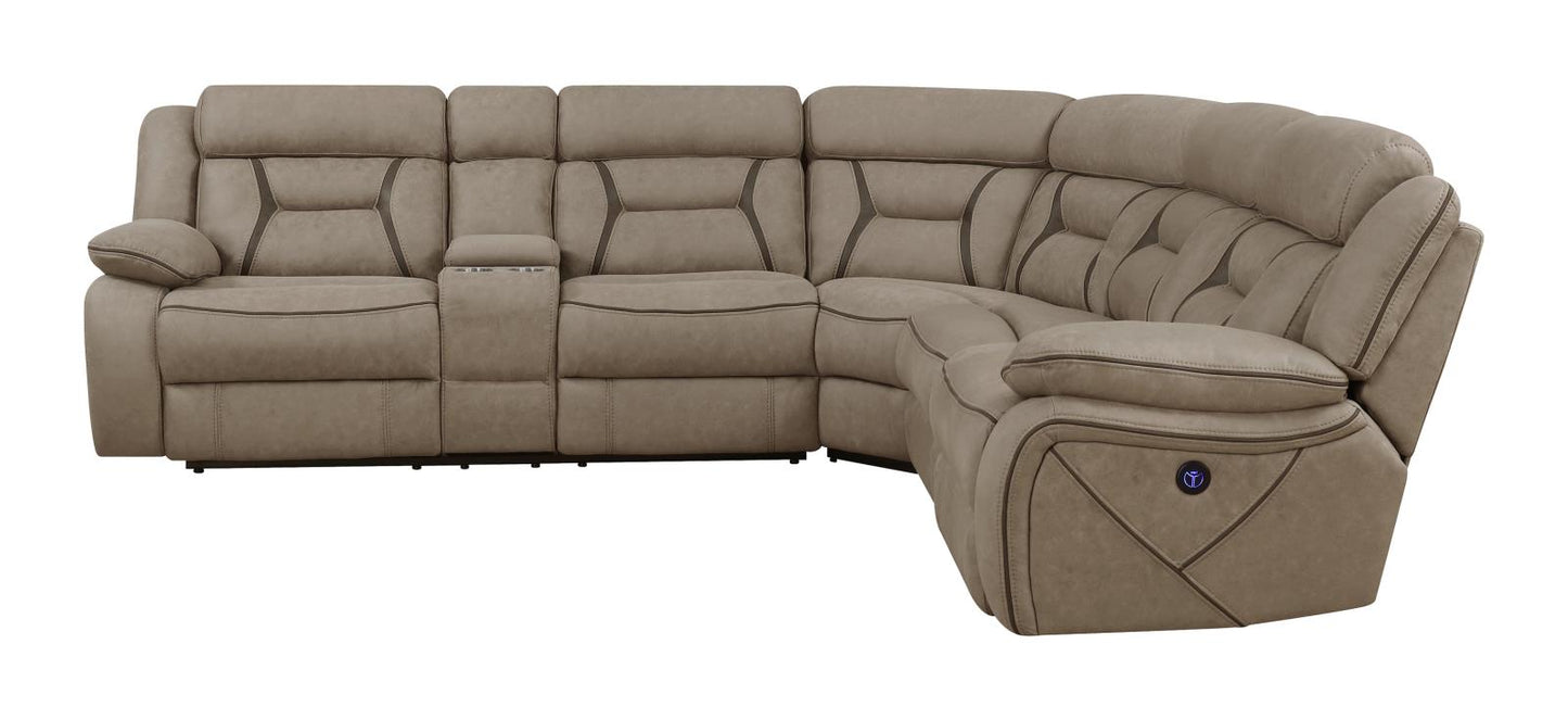 Higgins - Higgins Four-Piece Upholstered Power Sectional Tan
