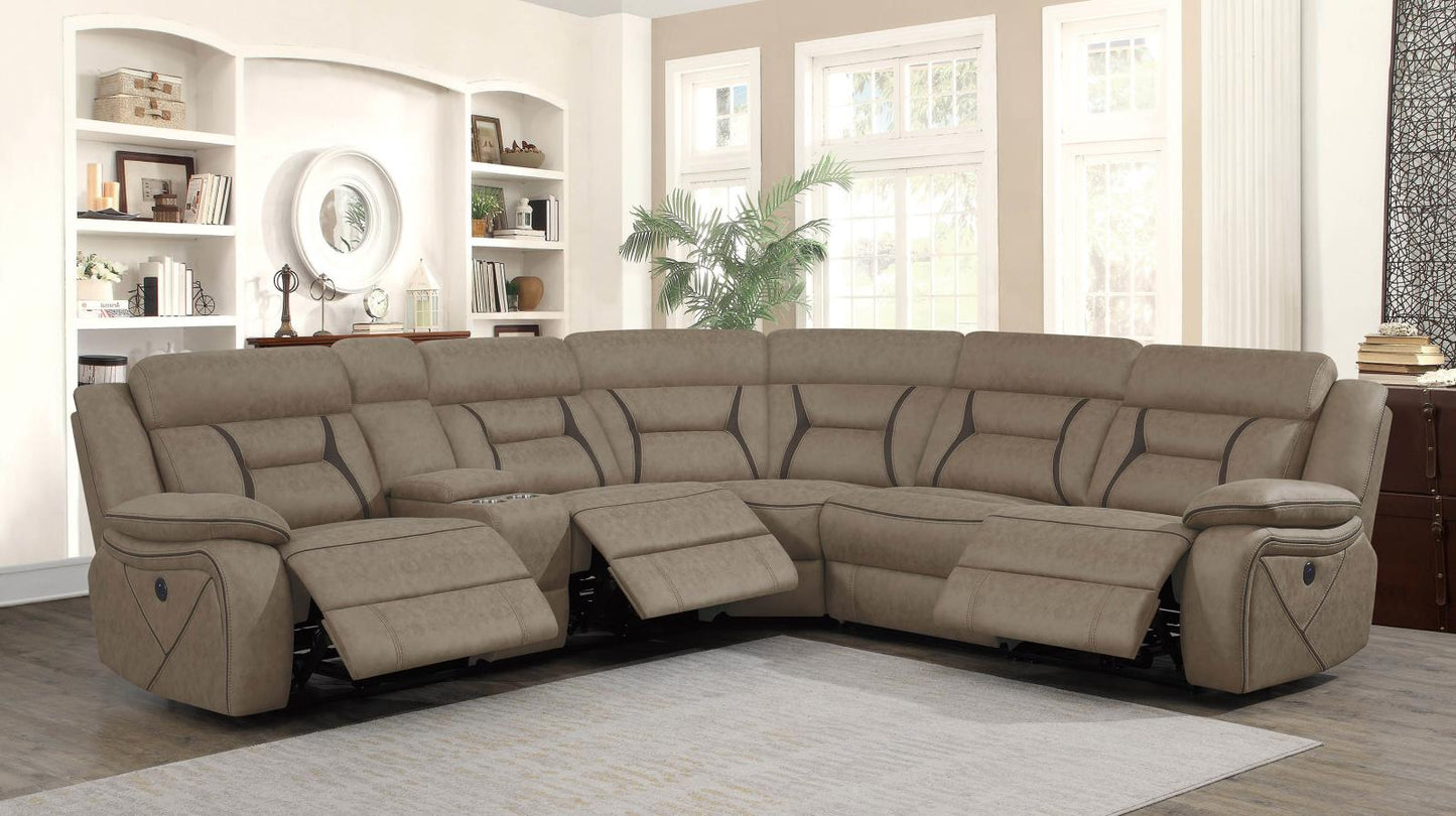 Higgins - Higgins Four-Piece Upholstered Power Sectional Tan