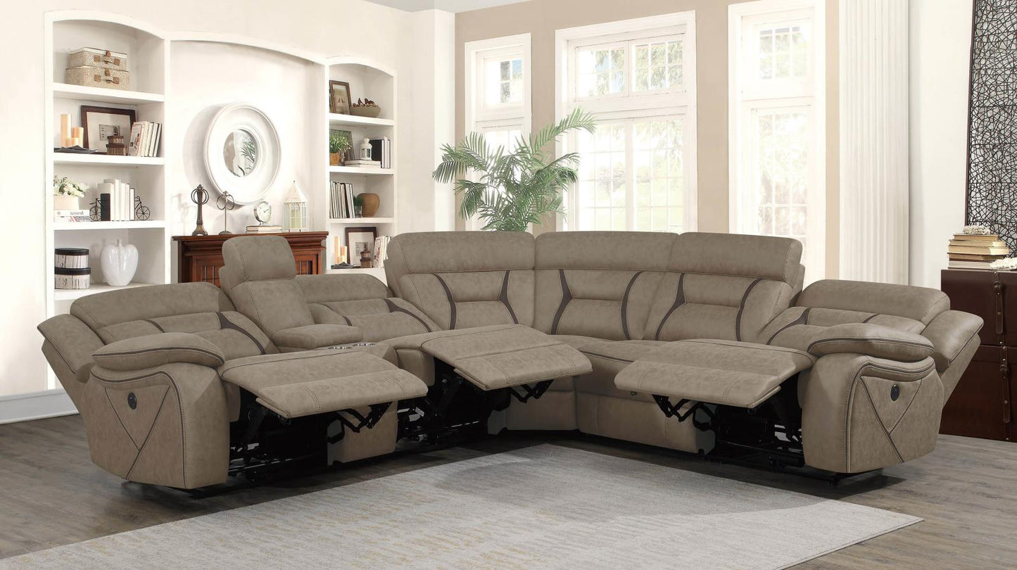 Higgins - Higgins Four-Piece Upholstered Power Sectional Tan