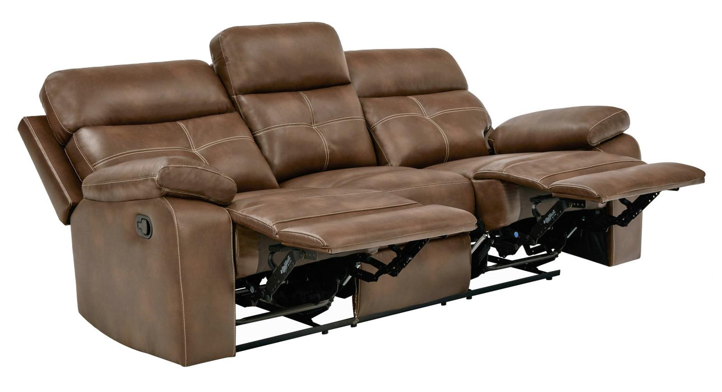 Damiano - Damiano Button Tufted Motion Sofa Tri-tone Brown