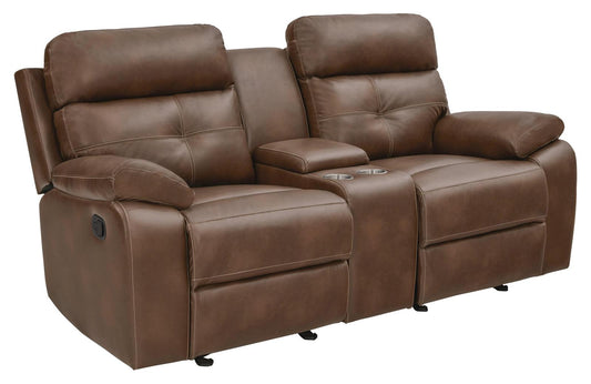Damiano - Damiano Button Tufted Glider Loveseat Tri-tone Brown