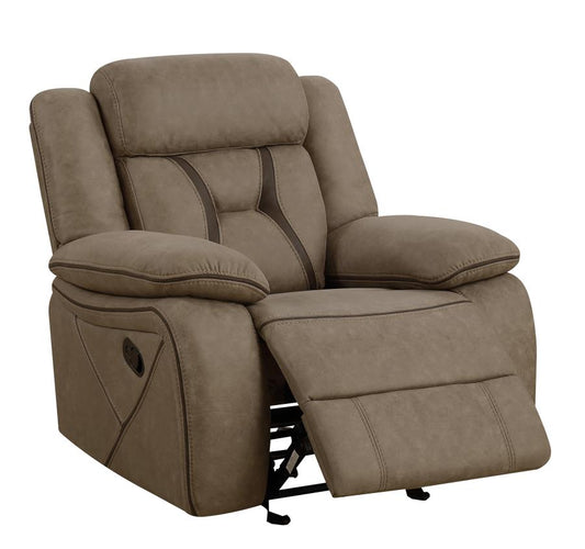 Higgins - Higgins Overstuffed Upholstered Glider Recliner Tan
