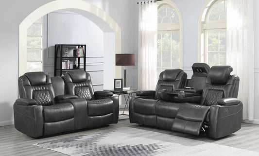 Korbach - Korbach 2-piece Power^2 Living Room Set Charcoal